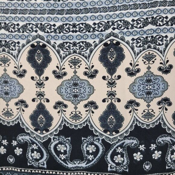 Romeo + Juliet Couture Womens Boho Kimono Duster Sz M Black Paisley Long Slits - Picture 3 of 14